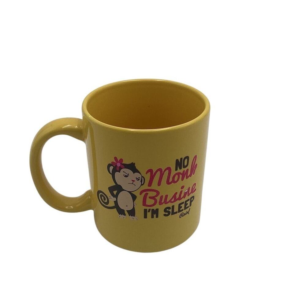 Rainforest Cafe No Monkey Business I'm Sleeping Yellow Mug